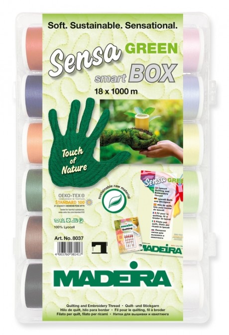 Madeira liocelio siuvinėjimo siūlų rinkinys dėžutėje 8037 Sensa green