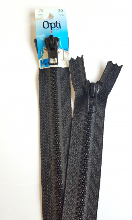 Opti plastikinis užtrauktukas Nr. 5, dviejų spynelių, juodos spalvos - įvairių ilgių